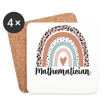 Mathematiker Regenbogenleopard Lustiger Mathematiker - Untersetzer (4er-Set) - Weiß - Vorne