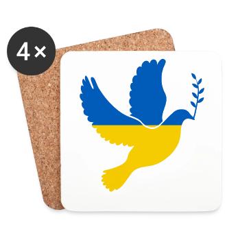 Paix Ukraine Drapeau Colombes Oiseau Symbole de paix - Dessous de verre (lot de 4) - blanc - Devant