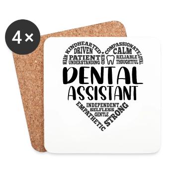 Assistant dentaire Dentiste Hygiéniste Dentisterie - Dessous de verre (lot de 4) - blanc - Devant