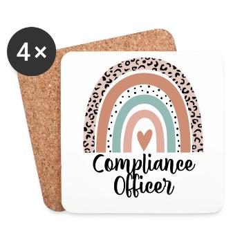 Responsable de la conformité Rainbow Leopard Funny Gift - Dessous de verre (lot de 4) - blanc - Devant