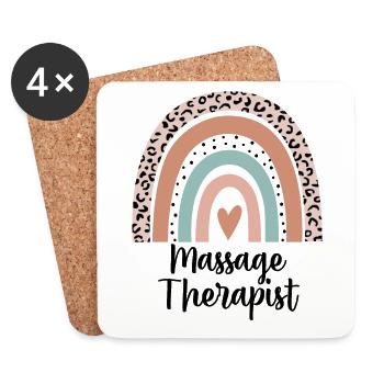Massagetherapeut Regenbogen Leopard Lustiges Geschenk - Untersetzer (4er-Set) - Weiß - Vorne