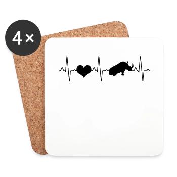 Rhino Heartbeat - Dessous de verre (lot de 4) - blanc - Devant