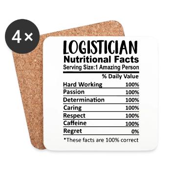 Logisticien Nutrition Facts Drôle - Dessous de verre (lot de 4) - blanc - Devant