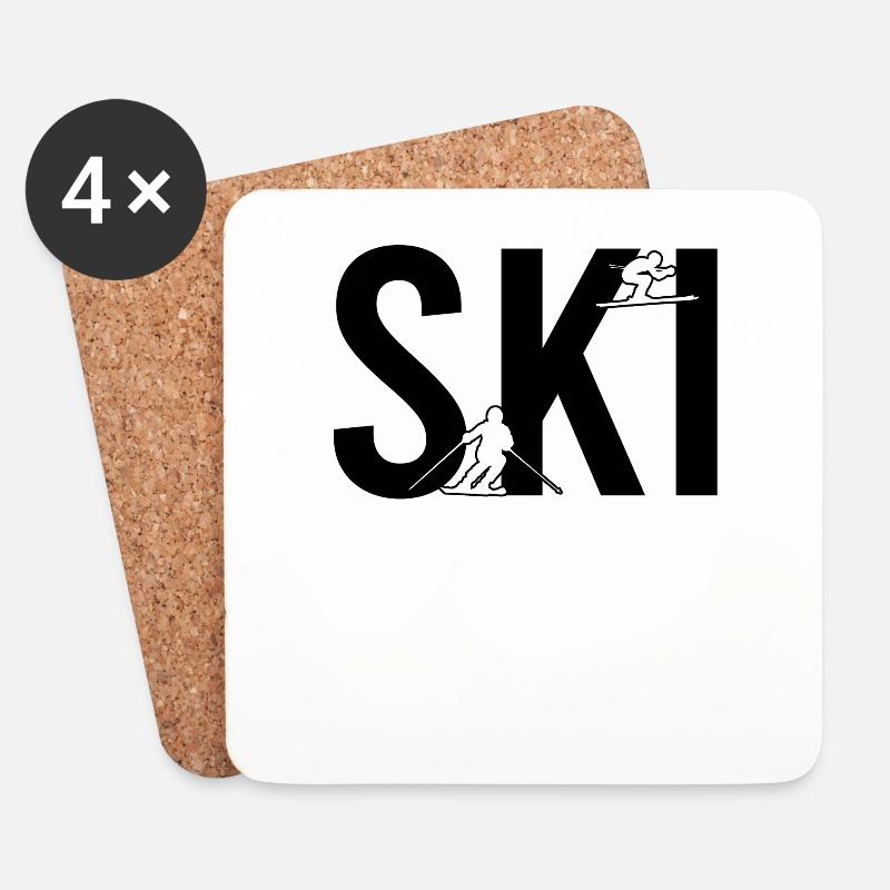 Ski - Untersetzer (4er-Set) - Weiß