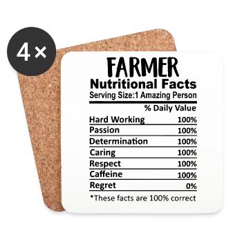 Farmer Nutrition Facts Drôle - Dessous de verre (lot de 4) - blanc - Devant