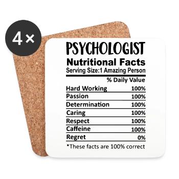 Psychologue Nutrition Facts Drôle - Dessous de verre (lot de 4) - blanc - Devant