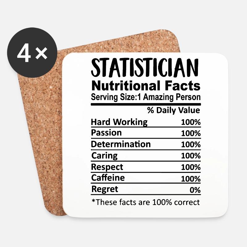 Statistiker Nährwertangaben lustig - Untersetzer (4er-Set) - Weiß