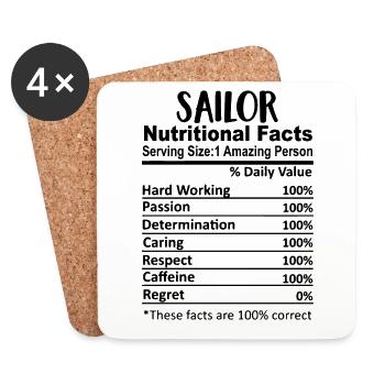 Sailor Nutrition Facts Drôle - Dessous de verre (lot de 4) - blanc - Devant