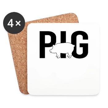 Cochon cochon - Dessous de verre (lot de 4) - blanc - Devant