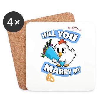 Offre de mariage maman épouseras-tu mon papa - Dessous de verre (lot de 4) - blanc - Devant