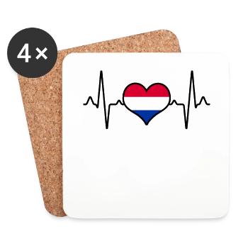 Pays-Bas Heartbeat - Dessous de verre (lot de 4) - blanc - Devant
