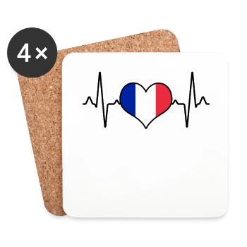 Frankreich Herzschlag - Untersetzer (4er-Set) - Weiß - Vorne