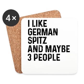 J'aime le Spitz allemand et peut-être 3 amoureux des chiens - Dessous de verre (lot de 4) - blanc - Devant