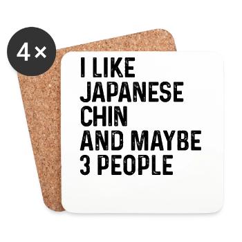 J’aime le menton japonais et peut-être 3 personnes amoureux des chiens - Dessous de verre (lot de 4) - blanc - Devant