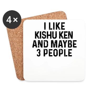 J’aime Kishu Ken et peut-être 3 personnes amoureux des chiens - Dessous de verre (lot de 4) - blanc - Devant