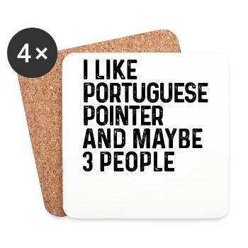 J’aime le pointeur portugais et peut-être le chien de 3 personnes - Dessous de verre (lot de 4) - blanc - Devant