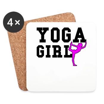 fille de yoga - Dessous de verre (lot de 4) - blanc - Devant