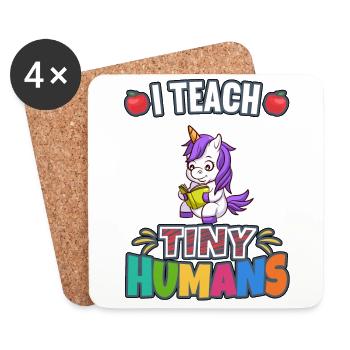 J’enseigne à Tiny Humans enseignant à l’école primaire - Dessous de verre (lot de 4) - blanc - Devant