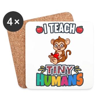 J’enseigne à Tiny Humans enseignant à l’école primaire - Dessous de verre (lot de 4) - blanc - Devant