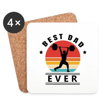 Best dad ever weight lifting - Coasters (set of 4) - white - Front