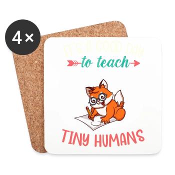 Bonne journée pour enseigner à Tiny Humans Enseignant élémentaire - Dessous de verre (lot de 4) - blanc - Devant
