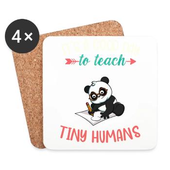 Bonne journée pour enseigner à Tiny Humans Enseignant élémentaire - Dessous de verre (lot de 4) - blanc - Devant