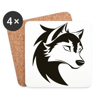 Stylized Cool Wolf Head Icon - Coasters (set of 4) - white - Front