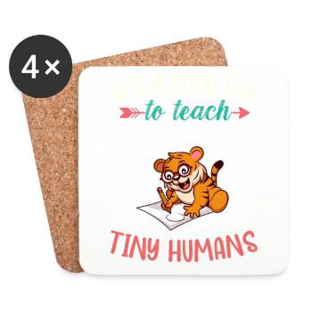 Bonne journée pour enseigner à Tiny Humans Enseignant élémentaire - Dessous de verre (lot de 4) - blanc - Devant