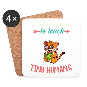 Bonne journée pour enseigner à Tiny Humans Enseignant élémentaire - Dessous de verre (lot de 4) - blanc - Devant
