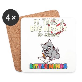 It Takes A Big Heart To Shape Little Minds Teacher - Coasters (set of 4) - white - Front