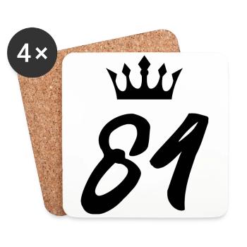 84 Couronne numérique - Dessous de verre (lot de 4) - blanc - Devant