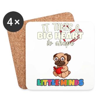 It Takes A Big Heart To Shape Little Minds Teacher - Coasters (set of 4) - white - Front