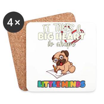 It Takes A Big Heart To Shape Little Minds Teacher - Coasters (set of 4) - white - Front