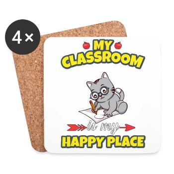My Classroom Is My Happy Place Elementary Teacher - Coasters (set of 4) - white - Front