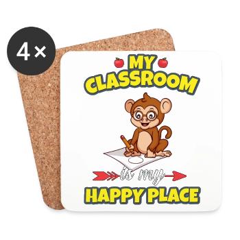 My Classroom Is My Happy Place Elementary Teacher - Coasters (set of 4) - white - Front