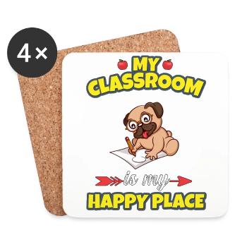My Classroom Is My Happy Place Elementary Teacher - Coasters (set of 4) - white - Front