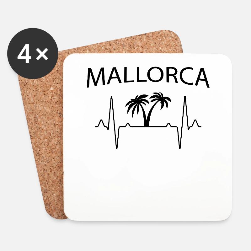 Mallorca Herzschlag - Untersetzer (4er-Set) - Weiß