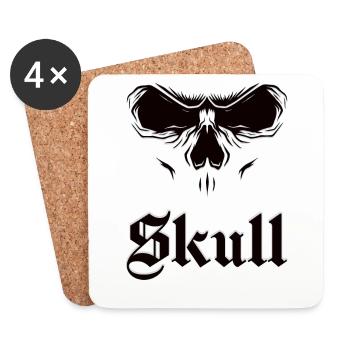 Totenkopf als Geschenkidee - Untersetzer (4er-Set) - Weiß - Vorne