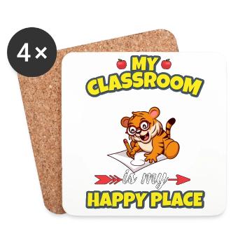 My Classroom Is My Happy Place Elementary Teacher - Coasters (set of 4) - white - Front