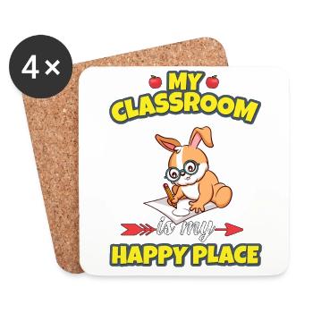 My Classroom Is My Happy Place Elementary Teacher - Coasters (set of 4) - white - Front