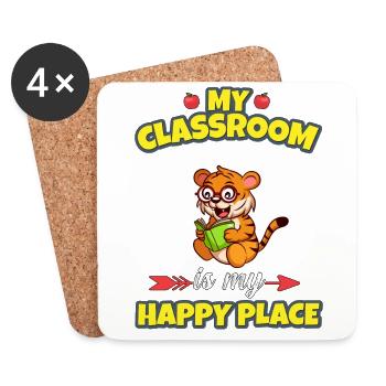 My Classroom Is My Happy Place Elementary Teacher - Coasters (set of 4) - white - Front