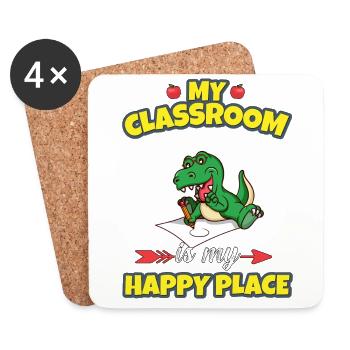 My Classroom Is My Happy Place Elementary Teacher - Coasters (set of 4) - white - Front
