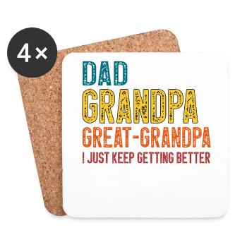 Dad Grandpa Great Grandpa Fathers Day - Untersetzer (4er-Set) - Weiß - Vorne