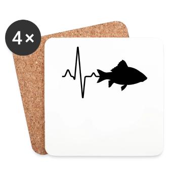 Fish Heartbeat - Coasters (set of 4) - white - Front