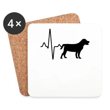 Dog Heartbeat - Coasters (set of 4) - white - Front