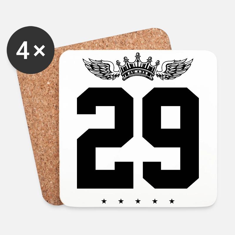29 Zahl Krone - Untersetzer (4er-Set) - Weiß