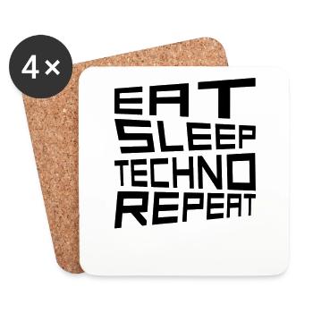 manger du sommeil techno répéter - Dessous de verre (lot de 4) - blanc - Devant