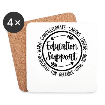 Soutien à l’éducation - Dessous de verre (lot de 4) - blanc - Devant