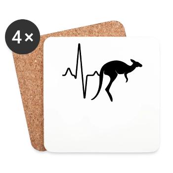 Kangourou Heartbeat - Dessous de verre (lot de 4) - blanc - Devant