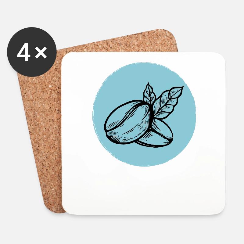 Kaffee Kaffeebohne - Untersetzer (4er-Set) - Weiß